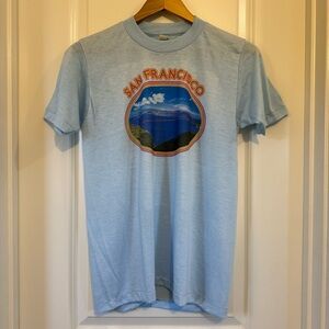 VTG Single Stitch Tshirt Blue San Francisco Golden Gate Bridge estimated size S